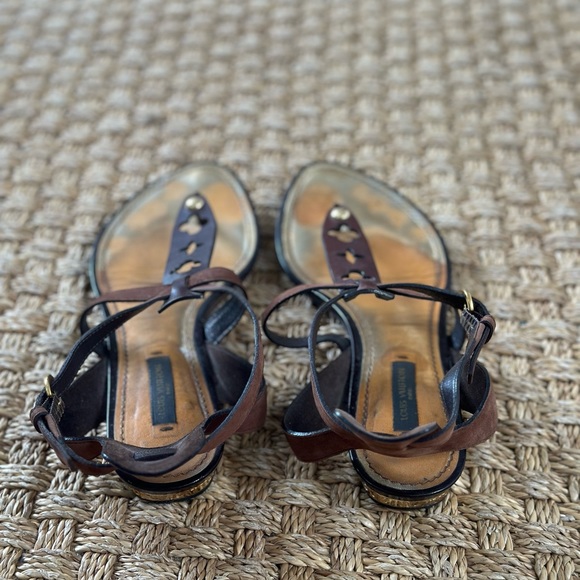 COPY - Louis Vuitton Brown Leather Sandals 37.5 RARE - Picture 6 of 7